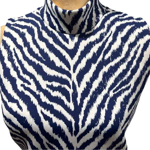 McLaughlin Womens Delaney Dress Montego Blue Tiger Animal Print Slvlss Sheath M - Picture 12 of 16